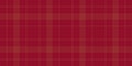 Rectangle check tartan fabric, velvet plaid pattern textile. Installing texture vector background seamless in red color