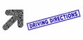 Rectangle Collage Arrow up Right with Grunge Driving Directions Stamp