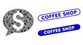 Rectangle Collage Bank Message with Distress Coffee Shop Seals