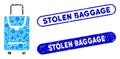 Rectangle Collage Carryon with Grunge Stolen Baggage Seals Royalty Free Stock Photo