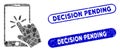 Rectangle Collage Click Smartphone with Scratched Decision Pending Seals Royalty Free Stock Photo