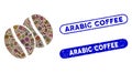 Rectangle Collage Coffee Beans with Grunge Arabic Coffee Seals