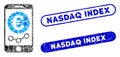 Rectangle Collage Euro Mobile Market Monitoring with Grunge Nasdaq Index Seals