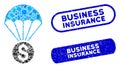 Rectangle Collage Financial Parachute with Textured Business Insurance Stamps