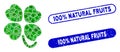 Rectangle Collage Four-Leafed Clover with Textured 100 Percent Natural Fruits Stamps