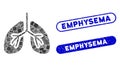 Rectangle Collage Lungs with Distress Emphysema Stamps Royalty Free Stock Photo