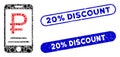 Rectangle Collage Rouble Mobile Payment with Textured 20 Percent Discount Stamps