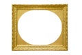 Rectangle decorative golden picture frame with oval interior Royalty Free Stock Photo