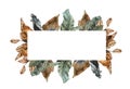 Rectangle frame with dry realistic autumn leaves.