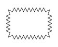 Rectangle frame with spiky zigzag edges. Empty textbox, speech bubble, message header, tag or label rectangular shape Royalty Free Stock Photo