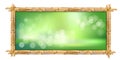 Rectangle green bamboo sticks border frame with bokeh background