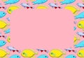 Rectangle copy space on fish pattern. Pink background Royalty Free Stock Photo