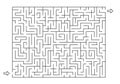 Rectangle labyrinth with entry and exit. Line maze game. Hard -Medium complexity. Kids maze puzzle, vector illustration