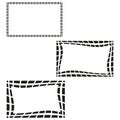 Rectangle line frame. Grid mesh symbol. Distorted outline shapes. Vector border glitch.