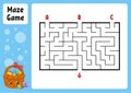Rectangle maze. Game for kids. Three entrances, one exit. Education worksheet. Puzzle for children. Labyrinth conundrum. Color Royalty Free Stock Photo