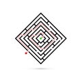 Rectangle maze with way to center. Logic game. Business confusion and solution concept. Flat design. Vector Royalty Free Stock Photo