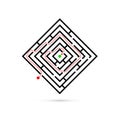 Rectangle maze with way to center. Logic game. Business confusion and solution concept. Flat design. Vector