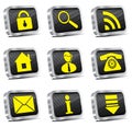 Rectangle metal web icon set Royalty Free Stock Photo