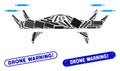 Rectangle Mosaic Air Drone with Scratched Drone Warning! Seals