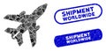 Rectangle Mosaic Airplane with Scratched Shipment Worldwide Seals