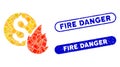 Rectangle Mosaic Burn Money with Scratched Fire Danger Stamps