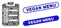 Rectangle Mosaic Check List with Textured Vegan Menu Seals