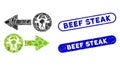 Rectangle Mosaic Cow Exchange Arrows with Textured Beef Steak Seals