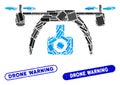 Rectangle Mosaic Drone Video Camera with Distress Drone Warning Seals