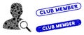 Rectangle Mosaic Find User with Textured Club Member Seals
