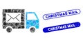 Rectangle Mosaic Mail Delivery Van with Distress Christmas Mail Seals Royalty Free Stock Photo