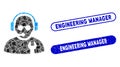 Rectangle Mosaic Service Operator with Textured Engineering Manager Stamps