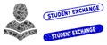 Rectangle Mosaic Student with Grunge Student Exchange Seals Royalty Free Stock Photo