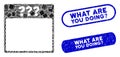 Rectangle Mosaic Unknown Calendar Page with Scratched What Are You Doing Question Stamps