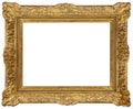 Rectangle Old gilded golden wooden frame isolated on white Royalty Free Stock Photo