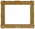 Rectangle Old gilded golden wooden frame isolated on white background Royalty Free Stock Photo