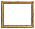 Rectangle Old gilded golden wooden frame isolated on white background Royalty Free Stock Photo