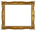 Rectangle Old gilded golden wooden frame isolated on white background Royalty Free Stock Photo