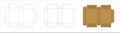 Rectangle paper box template, trim scheme to make package, open geometric model layout on white background