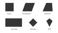 Different style geometric shapes Square Parallelogram trapezium rectangle rhombus kite
