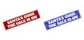 SANTA`S GONE THE SALE IS ON Blue and Red Rectangle Seals with Grunged Textures