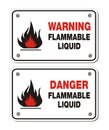 Rectangle signs - warning and danger flammable liquid