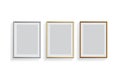 Rectangle silver, golden and bronze picture or photo frames set isolated on white background. Vector design elements. Royalty Free Stock Photo