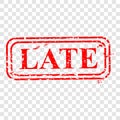 Simple Rectangle Vector Red Grunge Rubber Stamp Effect, Late at transparent Effect background Royalty Free Stock Photo