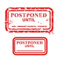 1 Rectangle Vector Red Grunge Rubber Stamp Effect, Postponed until at transparent fake background