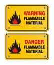 Rectangle yellow signs - warning and danger flammable material Royalty Free Stock Photo