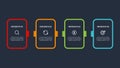 Rectangles infographic with 4 steps, options, parts or processes. Business data visualization.