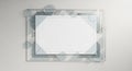 Rectangular abstract frame with transparent geometric shapes including circles, triangles, and Royalty Free Stock Photo