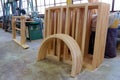Rectangular and arched glued parts of wooden windows