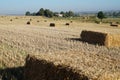 Rectangular bale of straw in the field Royalty Free Stock Photo