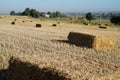 Rectangular bale of straw in the field Royalty Free Stock Photo
